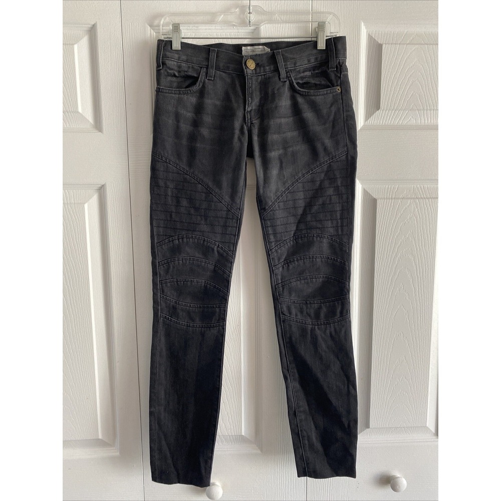 Current/Elliott The Ankle Biker Skinny Jeans Womens Size‎ 24 Black Moto Denim